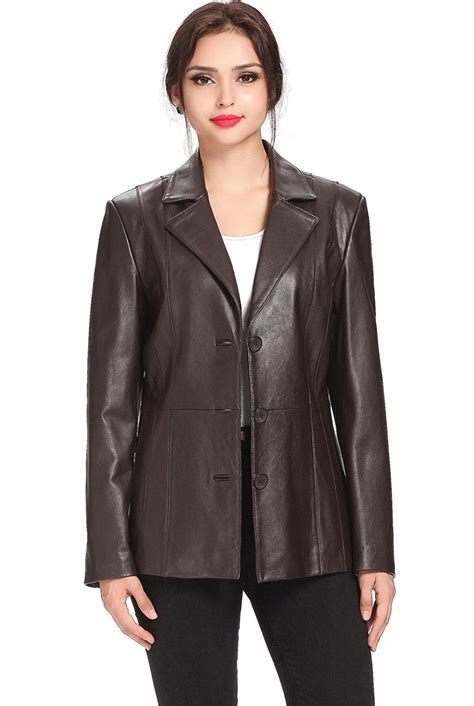 genuine leather blazer women's.